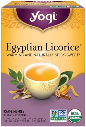 Yogi Tea - Egyptian Licorice Tea (6 Pack) - Warming and Naturally Spicy Sweet - Soothing and Caffeine Free - 96 Organic Herbal Tea Bags