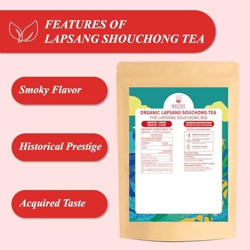 WT WEETEE Organic Lapsang Souchong Tea Loose Leaf, Organic Smoky Black Tea 8 Ounces, Natural Caffeine & Antioxidant, Traditional Chinese Tea