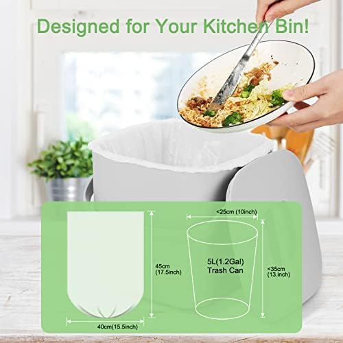 Biodegradable Trash bags 120PCS, Aievrgad 5L/1.2Gallon small Garbage bags/For Countertop Bin. Bin Liner/Trash/rubbish Bags, 100% Recycled,Tough, degradable, Compost Bags for Food/garden-white