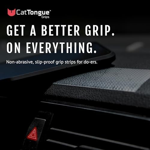 CATTONGUE GRIPS 2” Non-Abrasive Grip Tape Strips - Heavy-Duty, Waterproof Anti-Slip Tape for Furniture, Bathtubs, Frames, Gaming & More - Indoor & Outdoor Anti-Slip Solution (Black)
