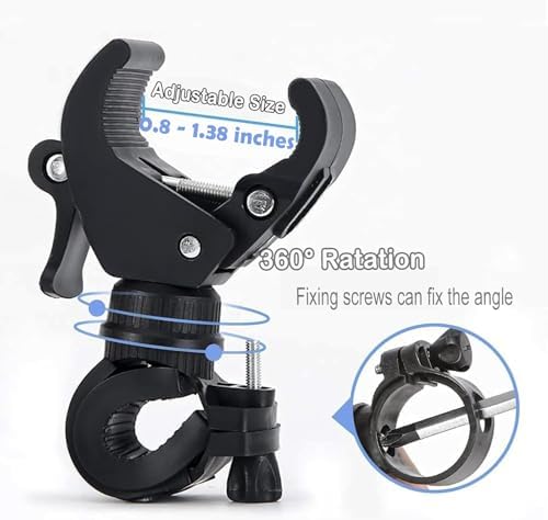 2Pcs Cane Holder for Walker,Wheelchair,Drive Rollator,Universal Crutches Stick Rack Bracket Accessories,360° Rotatable Adjustable Stick Rack,Clamping Diameter 0.8 - 1.38 inches