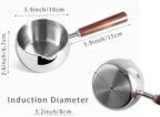 IMEEA 17oz Milk & Butter Warmer Pot SUS304 Stainless Steel Sauce Pot with Wooden Handle for Single Servings, Heating Milk, Melting Butter, Warming Sauces