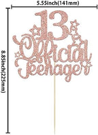 Ephlyn 1 Pack 13 Official Teenager Cake Topper Glitter Number 13 13th Birthday Cake Pick Decorations for Teen 13th Birthday Party Decorations Supplies Rose Gold
