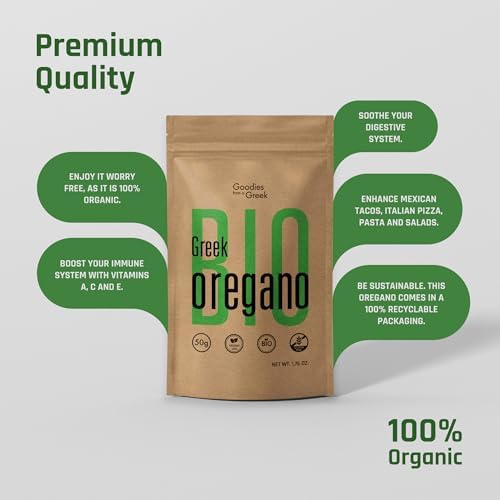 Organic Dried Oregano Leaves – Greek Oregano Herb & Seasoning | Hand-Harvested, Sun-Dried | Perfect for Tea, Pizza, Chicken, Taco Seasoning, and Salads (1.76 oz)