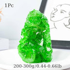 200-700g Selected Raw Geode Quartz Cluster Home Feng Shui Ornaments Energy Stone Healing Tools Meditation Feng Shui Decoration,Stone Display Piece, Mineral Specimen (Green, 200-300g)