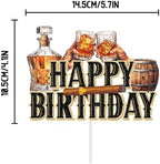 Whisky Happy Birthday Cake Topper for Men Women Aged to Perfection Theme Party Cake Decorations Cheer to 30th 40th 50th Birthday Party Supplies