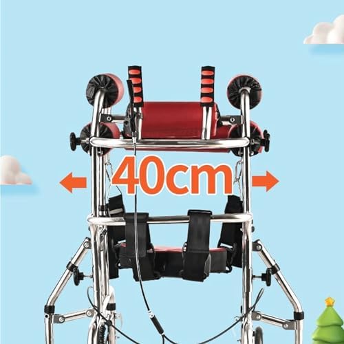 rollator Walker,Walker for Children, Standing Frame, Walking Aid Height Adjustable with Seat, Kids Upright Walker with Stainless Steel Frame, 6 Wheels Mobile Rolla(