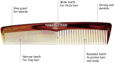 Hair Comb- Professional Hairdressing Comb Master Barber and Salon Anti Static Heat Resistant Strong and Durable Comb, Medium and Fine Tooth in Amber