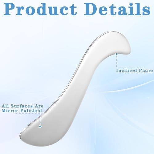 ElevateTech Stainless Steel Gua Sha Muscle Scraper Tool, Metal Muscle Scraping Tools for Physical Therapy and Deep Tissue Massage Body Skin Soft Tissue Massage Tool with Storage Bag, Silver
