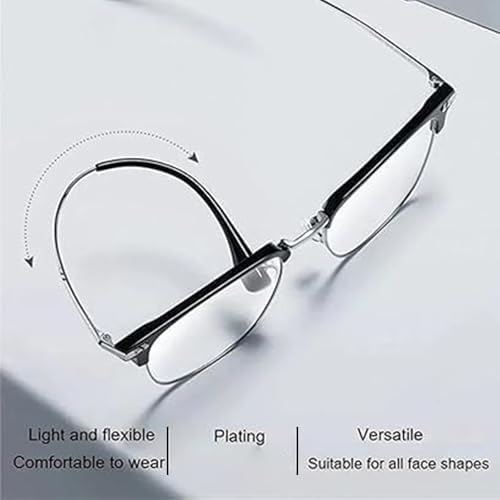 Ultra Light Anti Blue Presbyopic Glasses, Titanium Frame HD Reading Glasses with Spring Hinge, Unisex Anti Eyestrain, Glare