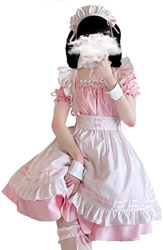 Maid Outfit Anime Cosplay Lolita Maid Dress French Maid Costume Plush cat ear Socks set