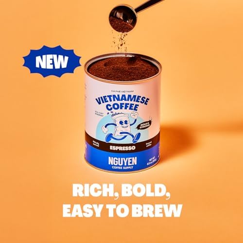Nguyen Coffee Supply Ground Espresso – Bold Vietnamese Coffee, Medium-Dark Roast Espresso Ground Coffee, Strong Full-Bodied Flavor with Dark Chocolate & Caramel Notes (100% Robusta)