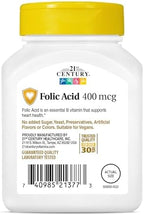 21st Century Folic Acid 400 mcg Tablets, 250 Count