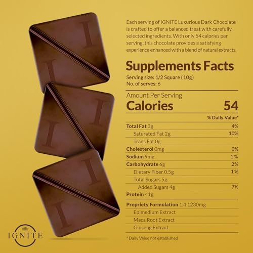 Ignite Dark Chocolate Bars – Premium 60% Cocoa Squares for Couples – Luxurious Dark Chocolate Crafted for Shared Moments, Special Occasions – Ideal for Sharing and Indulging Together – Pack of 1