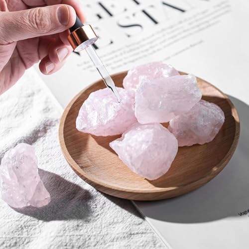 6PCS Rose Quartz, Natural Rough Stones Crystal Large Raw Crystals Bulk Healing Gemstones for Reiki Healing Tumbling Fountain Rocks