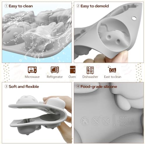 2 Pcs Easter Egg Silicone Mold Rabbit Candy Mold Bunny Chocolate Molds Silicone Carrot Cake Molds Tray Easter Baking Pan for Soap Ice Cube Candy Dessert Fondant DIY