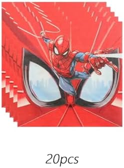 68PCS Spidey Birthday Decorations: 20 Plates, 20 Napkins, 20 Cups, 1 "Happy Birthday" Banner, 6 Hanging Swirls, 1 Tablecover