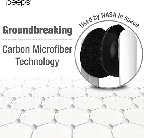 CarbonKlean Peeps Eyeglass Lens Cleaner - Efficient and Durable Carbon Microfiber Technology - Exclusively Used by NASA - 500 Uses (Injected Black)