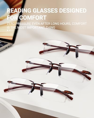 TERAISE Rimless Reading Glasses Comfortable Lightweight Frameless Reader Men Women Blue Light Blocking Computer Eyeglasses