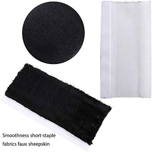 Boao 4 Pack Faux Sheepskin Car Seat Belt Pads Seatbelt Protector Soft Seat Belt Shoulder Strap Cover Comfort Harness Pad(Black, 9.9 Inch)