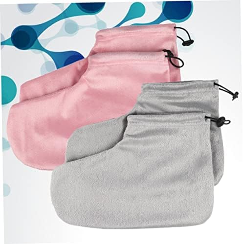 Beaupretty Cotton Foot Strap Set for Beauty Salons 2 Pairs of Thermal Insulation Heat Retaining Foot Covers Elastic Light Pink Grey