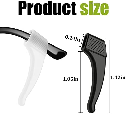 20 Pairs Anti-Slip Eyeglass Ear Grips Hook, Comfortable Silicone Elastic Eyeglasses Temple Tips Sleeve Holder-For Eyeglasses Sunglasses Spectacles Glasses Reading (10 Black&10 Clear)