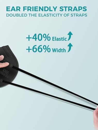 TOPMAX KN95 Face Masks 50 Pack 5-Ply Breathable Filter Efficiency≥95% Protective Cup Dust Disposable Masks Against PM2.5 Black