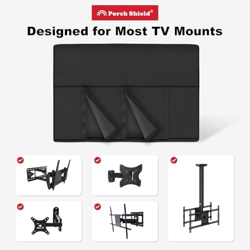 Porch Shield 26-32 inches Outdoor TV Cover Universal Weatherproof Protector for LCD, LED, Plasma Flat TV Screen, Compatible with Wall Mounts and Stands (Black)
