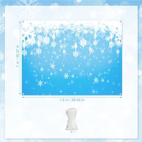 PHOGARY Snowflakes Backdrop, Winter Wonderland Backdrop Photoshoot, Snowflake Frozen Birthday Party Decorations for Winter Background Snow Photography Backdrop