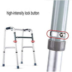 Foldable Shower Chair,Geriatric Elderly - Adjustable Height Mobility Aid Walking Frame,Crutch with Padded Seat