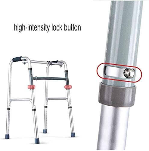 Foldable Shower Chair,Geriatric Elderly - Adjustable Height Mobility Aid Walking Frame,Crutch with Padded Seat