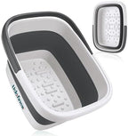 Udefineit Collapsible Foot Soaking Tub with Handle, 15L/4 Gallons, Portable Pedicure Feet Spa Tub, Plastic Feet Soaking Basin with Acupressure Massage Points, Folding Foot Spa Pedicure Bowl - Grey