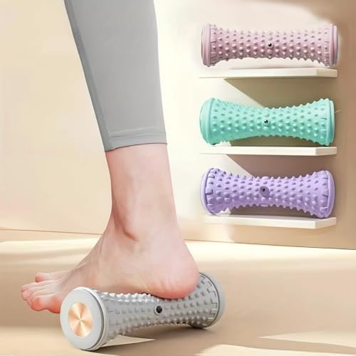 Grey Foot Massager Roller | Manual Deep Tissue Massage Tool with Speed Control for Yoga & Fitness