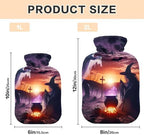 Halloween Witch Bat Hot Water Bottles Hot or Cold Water Bottle with Soft Cover Hot Water Bag for Hot and Cold Compress, 2 Liters