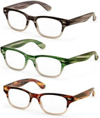 V.W.E. 3 Pairs Men Women Bold Thick Reading Glasses 2 Tone Mica Marble - Fashion Reader ZT107