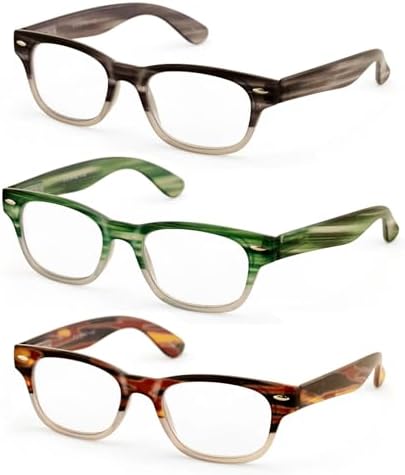 V.W.E. 3 Pairs Men Women Bold Thick Reading Glasses 2 Tone Mica Marble - Fashion Reader ZT107