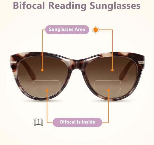 EASY READ 2 Pack Bifocal Reading Sunglasses for Women,Trendy Sunglasses Readers UV400 Protection