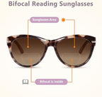 EASY READ 2 Pack Bifocal Reading Sunglasses for Women,Trendy Sunglasses Readers UV400 Protection