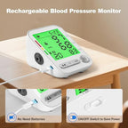 Blood Pressure Monitor for Home Use, Rechargeable Automatic Digital BP Machine with 2 Cuffs (9-17'' & 13-21''), Adjustable Upper-Arm Blood Pressure Cuff, Large LCD Backlit Display, 2x199 Sets Memory
