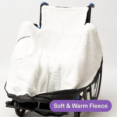 Bramble Fleece Wheelchair Blanket for Lower Body (Universal Fit) - Waterproof Blankets for Adults & Kids, Lap Blanket for Elderly - with Pocket & Zip, Keeps Legs & Feet Warm