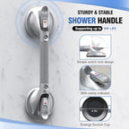 DAILYLIFE Shower Grab Bar for Bathtubs and Showers, 21 inch Heavy Duty Shower Handle with Strong Suction Cup, 300lbs Safety Shower Handrails for Seniors and Elderly, Silver(1 Pack)