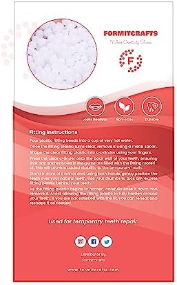 Formit Crafts - Thermoplastic Beads for Teeth Repair - DIY Tooth Filling - Made in E.U. - Moldable Thermal Beads - Realistic and Durable - Pack of 4 (20 Grams Each)