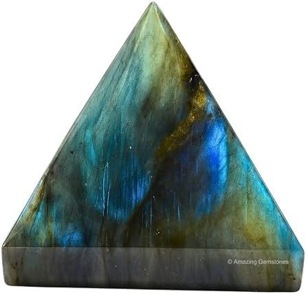 Amazing Gemstone Labradorite Pyramid Crystal Healing Stones - 1.5" Great Pyramid Figurine of Natural Stone Pyramid for Meditation, Reiki, Chakra Balancing and Crystal Pyramids Grid