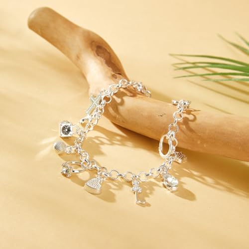 925 Sterling Silver Bracelets for Women Silver Charm Bracelet Jewelry