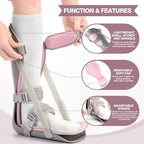 Medibot Sleeping Stretch Boot-Plantar Fasciitis Night Splint Leg Support Brace, Comfortable & Adjustable, Fits Right or Left Foot for Achilles Tendonitis, Heel, Bone Spurs(Grey shell Pink lining S)