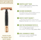 VIKINGS BLADE Double Edge Safety Razor for Men + 5 Swedish Steel Blades + Luxury Case. Smooth, Reusable, Eco-Friendly (Chieftain “Odin”)