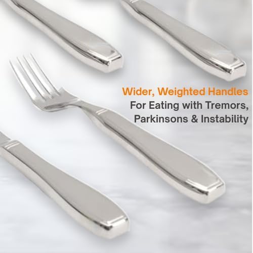 Weighted silverware for hand tremors for Parkinsons, Arthritis | Heavy utensils for tremors | Weighted eating utensils | Gifts for parkinsons & Artritis.