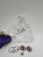 100pcs Sheer Organza Favor Bags For Wedding Baby Shower Rattan Print Gift Bags Samples Display Drawstring Pouches (4x6 inch, silver)