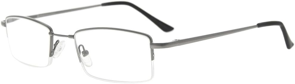 Eyekepper Half-rim Reading Glasses With Flex Memory Titanium Bridge Bendable For Men Women (Gunmetal,+1.00)
