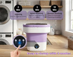 Portable Electric Foldable Mini Washing Machine 16L – Touch Digital Control for Baby Clothes, Underwear, Camping, RV – Spin Function – Purple